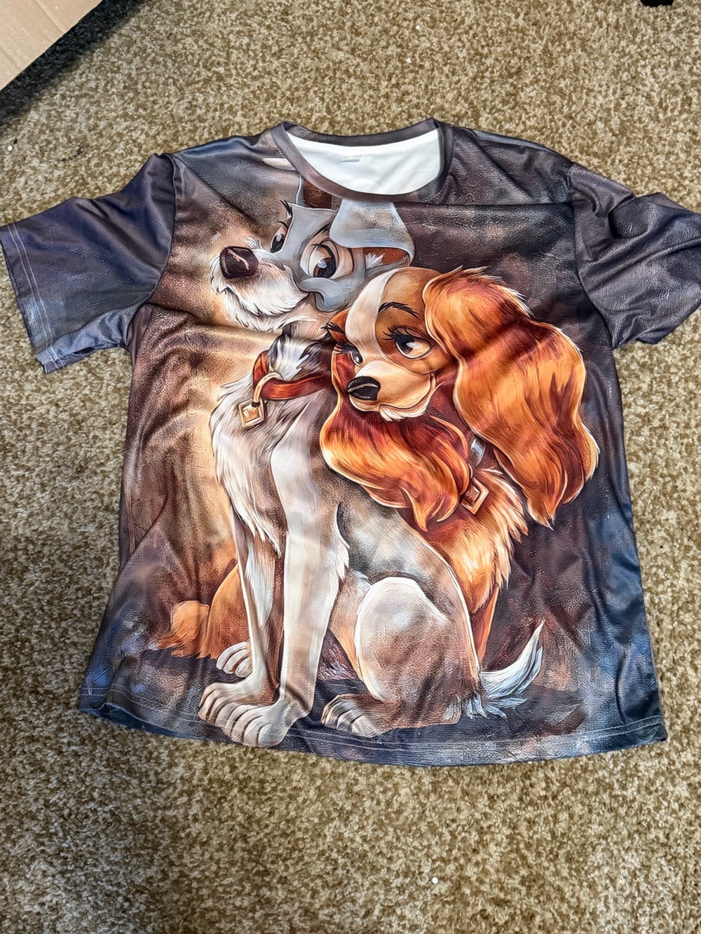 Graphic Short Sleeve Tee with Brown & Orange Dog Print